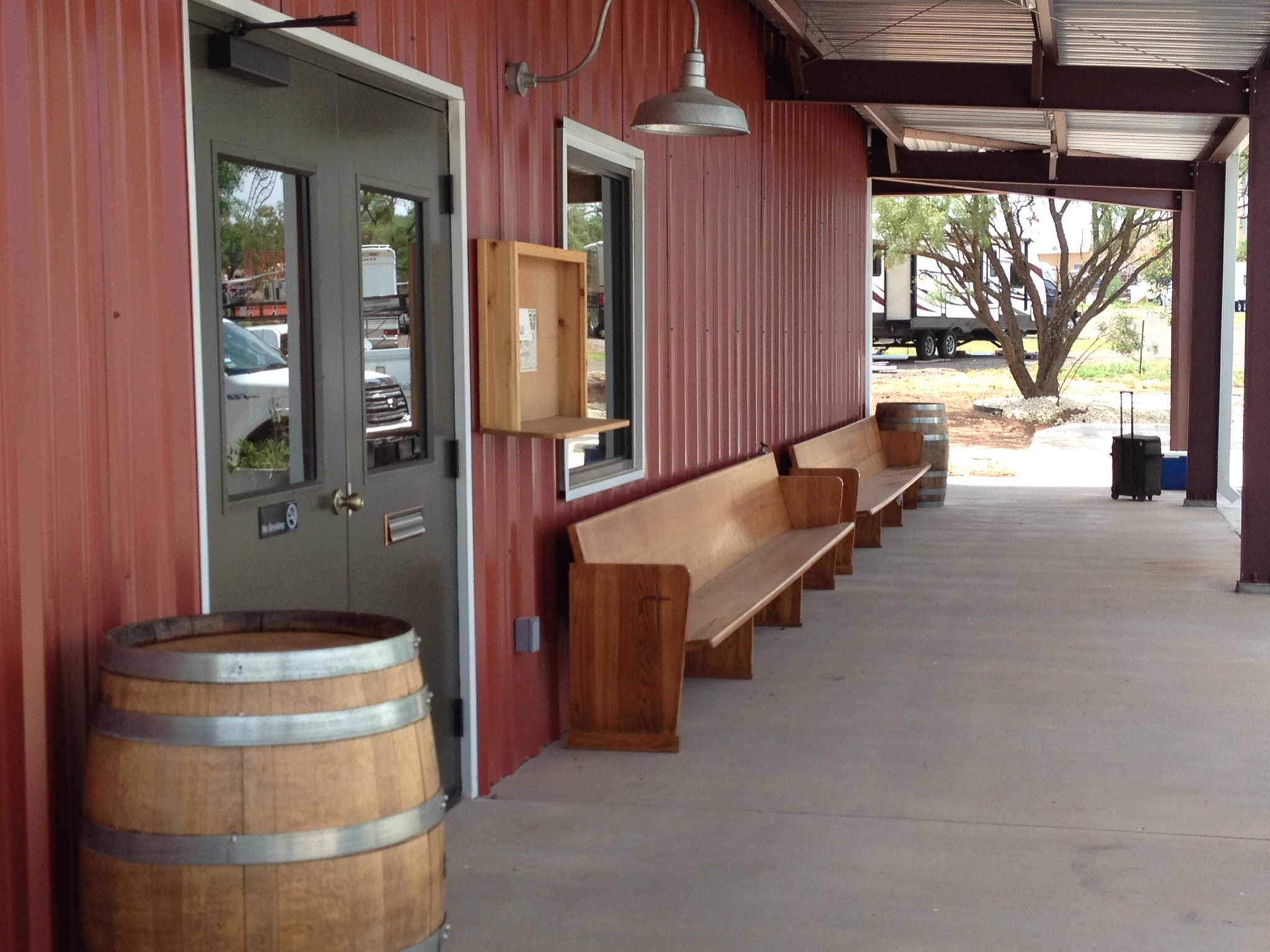 Covered pavilion with picnic tables